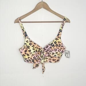 Womens Bar III Leopard Print Bikini Top Size XL